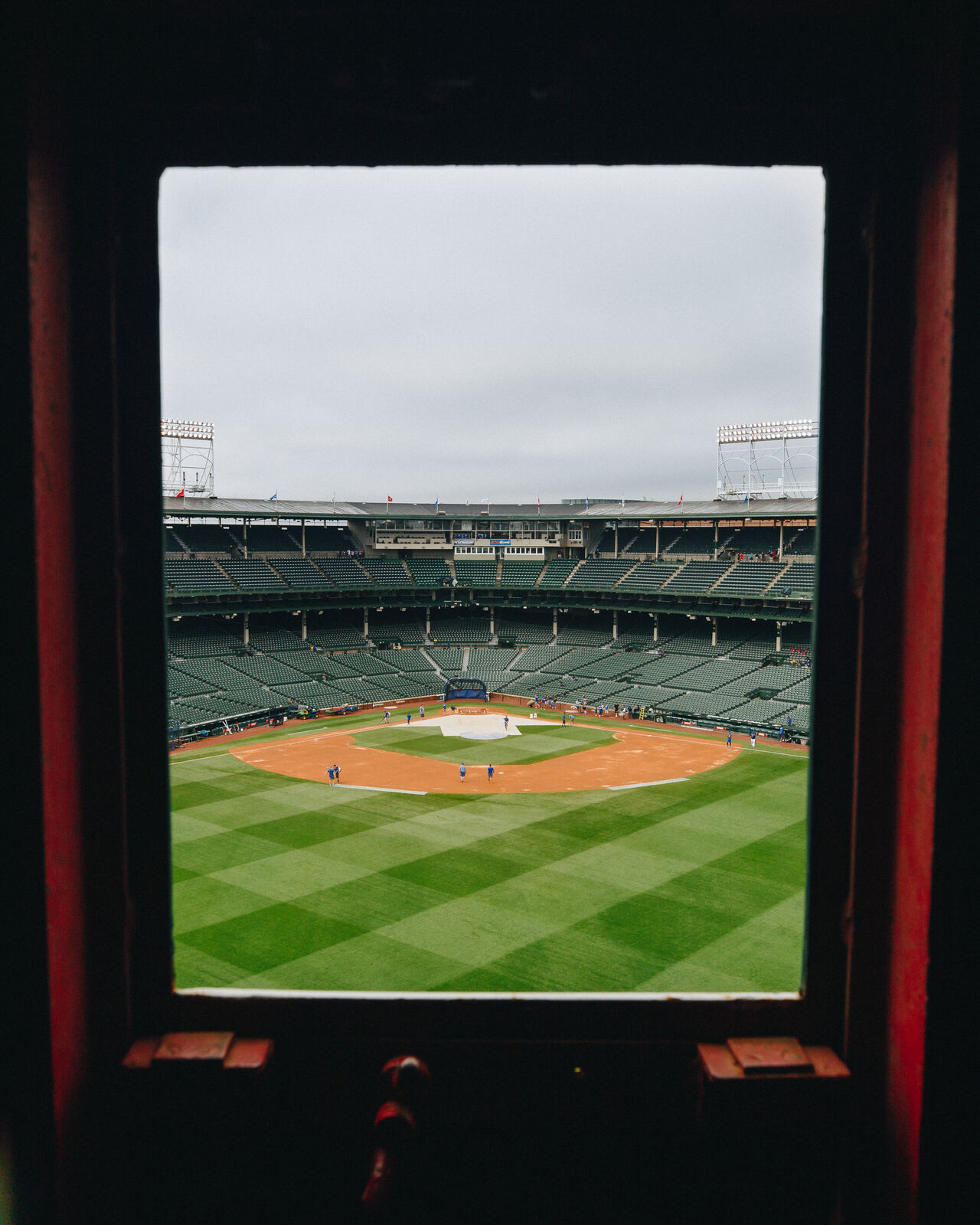 Wrigley Field through the dugout window