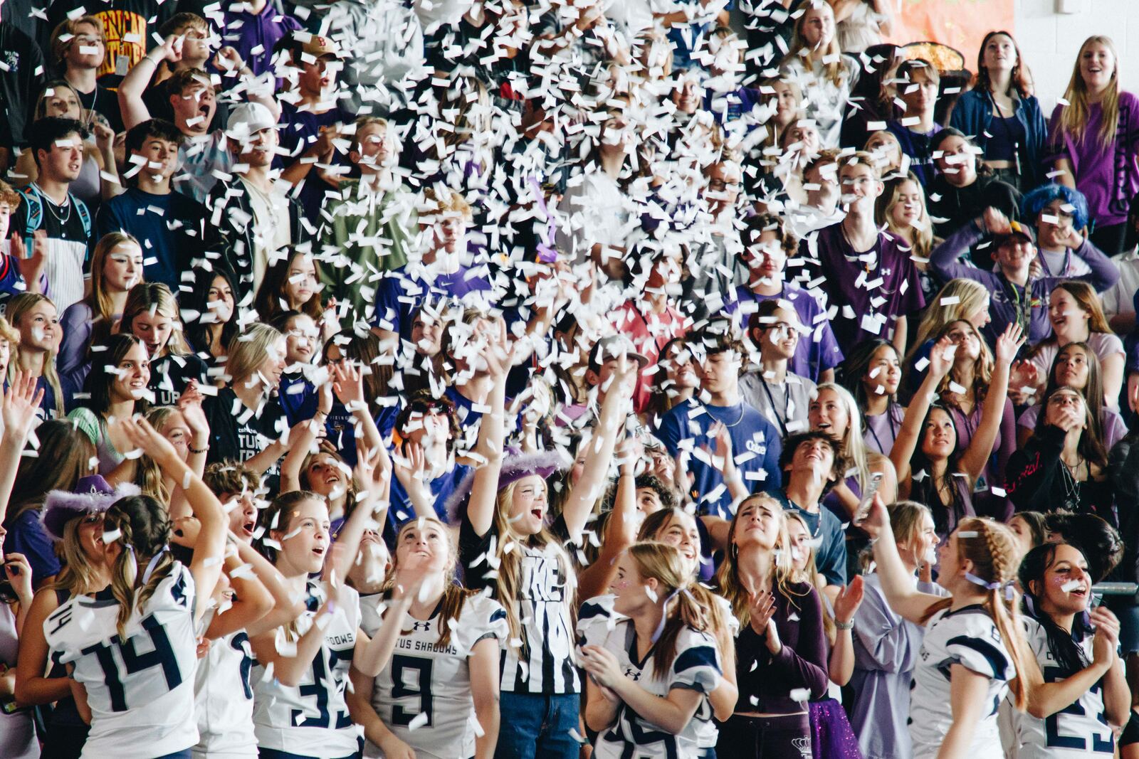 Confetti over the student section