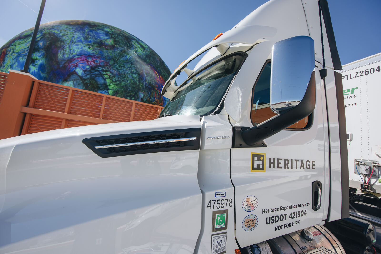 Company truck beside the Sphere in Las Vegas